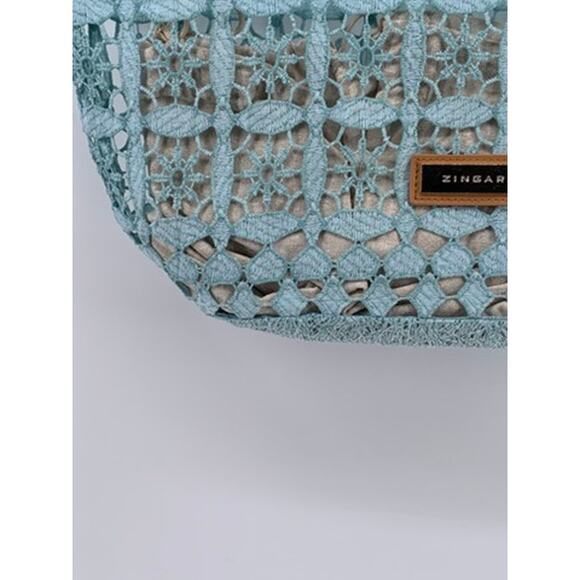 ZINGARA Women's Light Blue Floral Square Lace Large Tote Bag - Picture 7 of 8